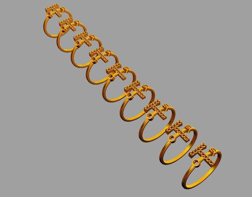 Diamond Letter Ring - T 3D print model_4