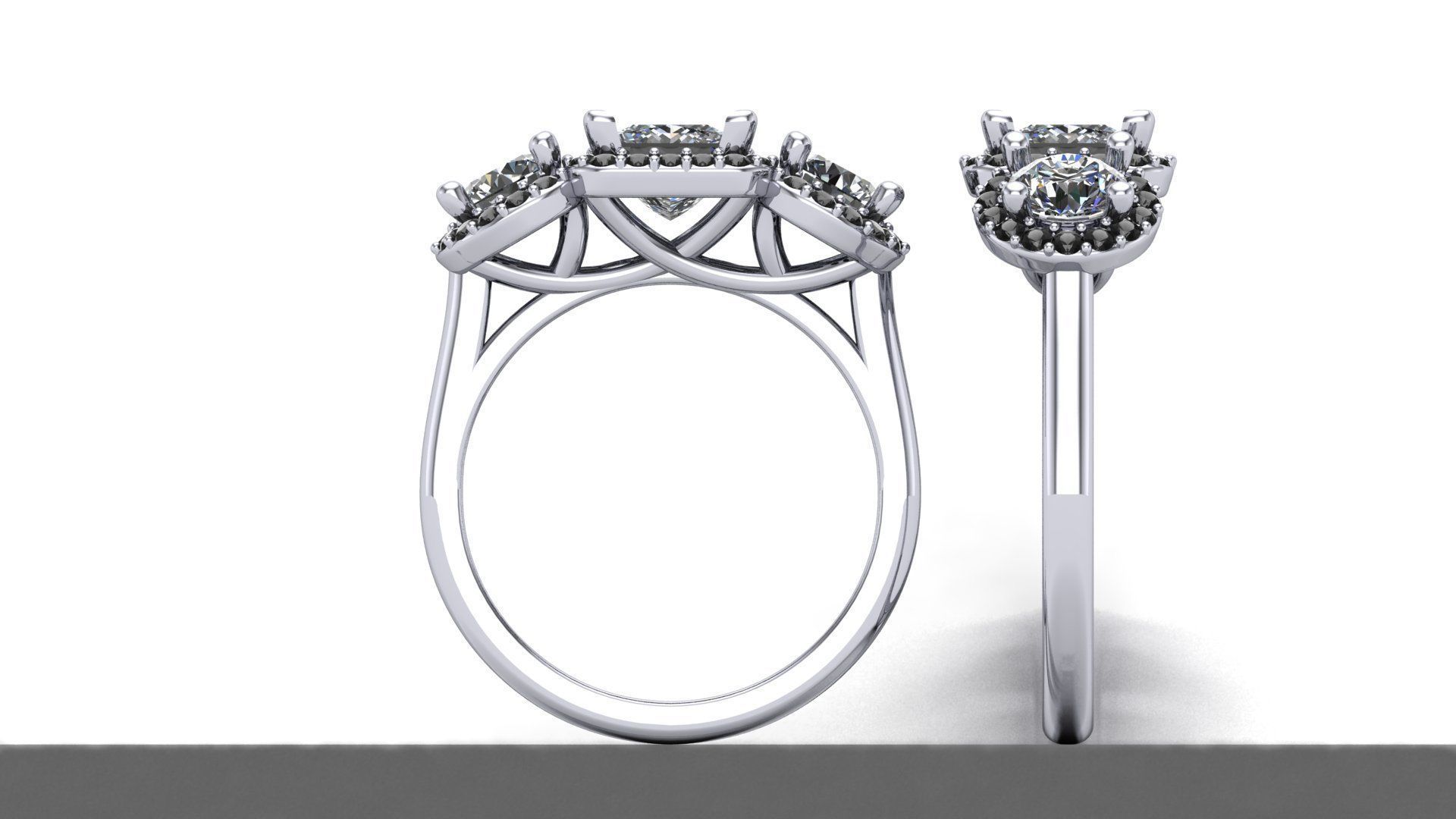 3 stone ring 3D print model_2