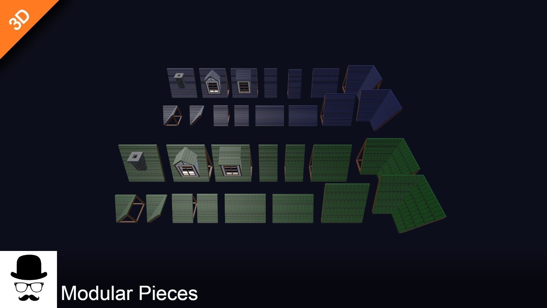 Modular Houses Pack - Low Poly Voxel Medieval Buildings Low-poly 3D model_4