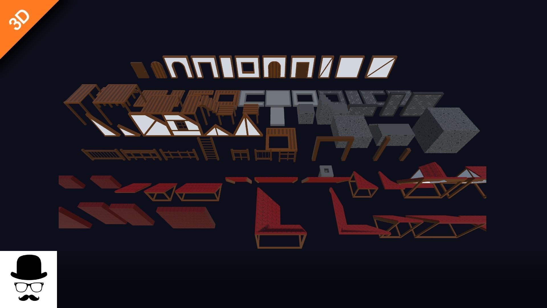 Modular Houses Pack - Low Poly Voxel Medieval Buildings Low-poly 3D model_3