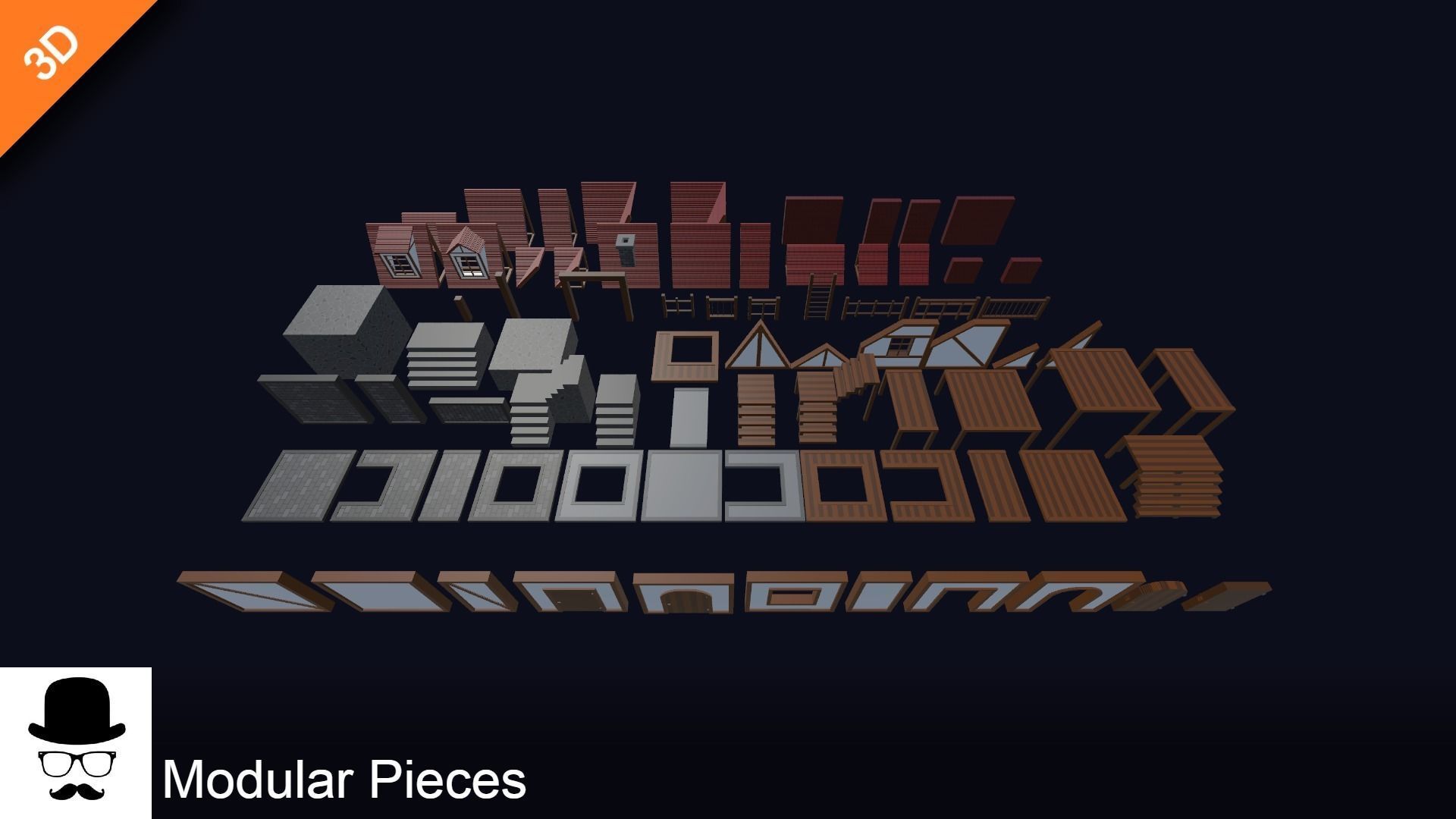 Modular Houses Pack - Low Poly Voxel Medieval Buildings Low-poly 3D model_2