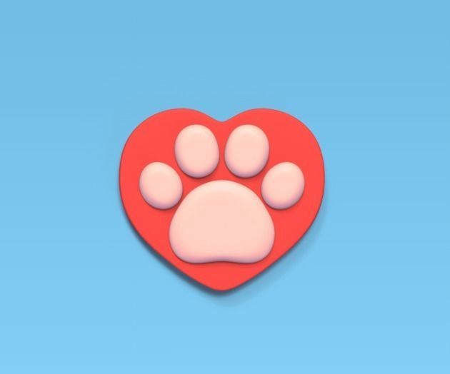 Paw Heart Coaster 3D print model_1