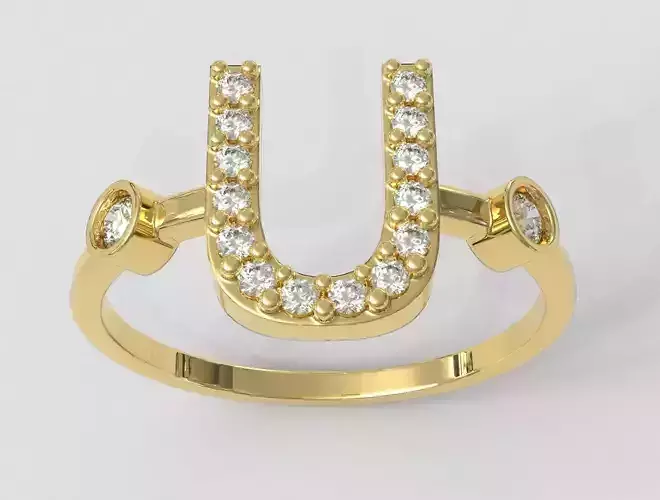 Diamond Letter Ring - U
