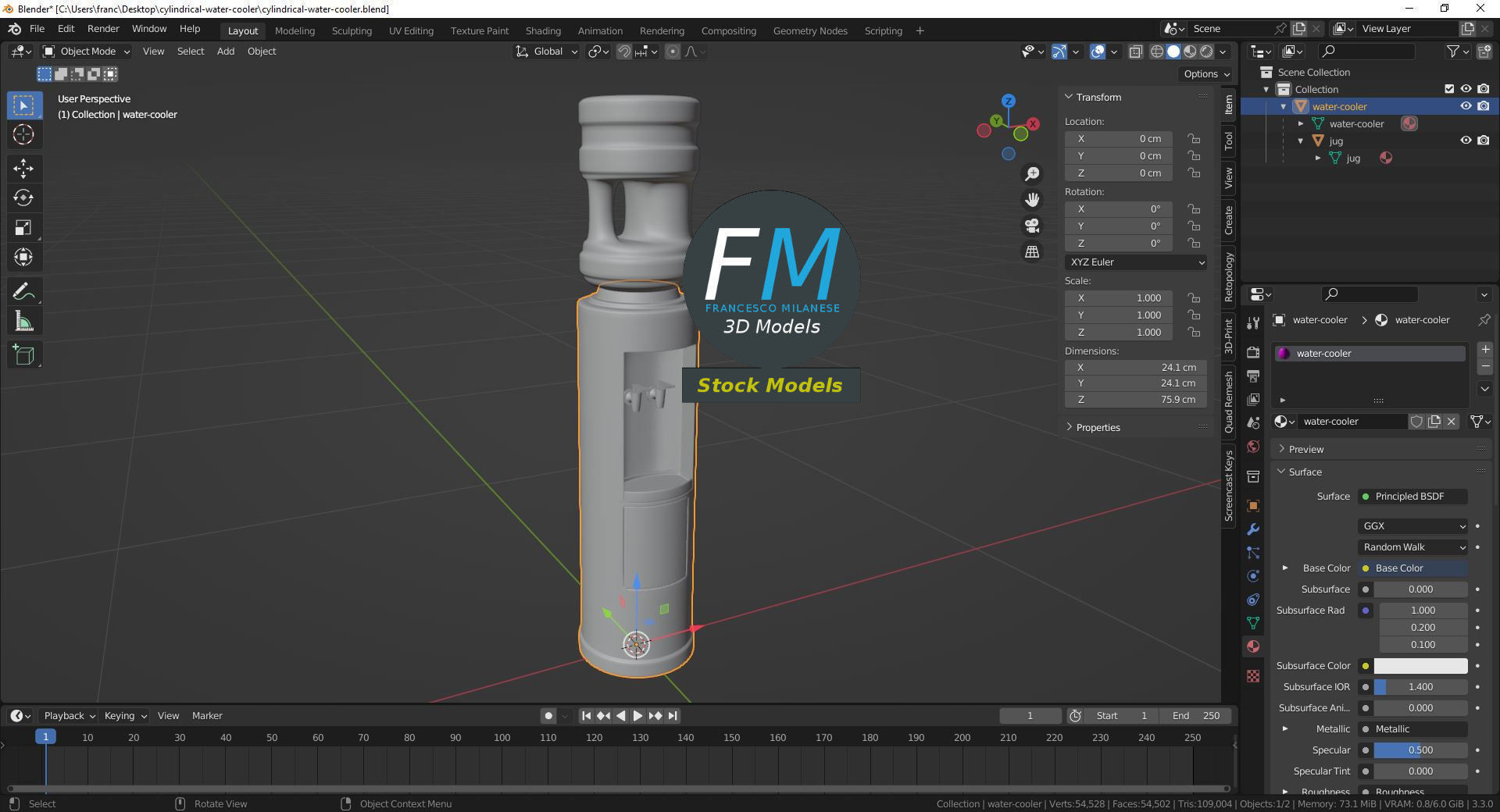 Cylindrical water cooler 3D model_9