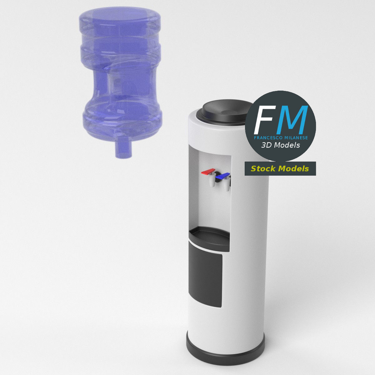 Cylindrical water cooler 3D model_5