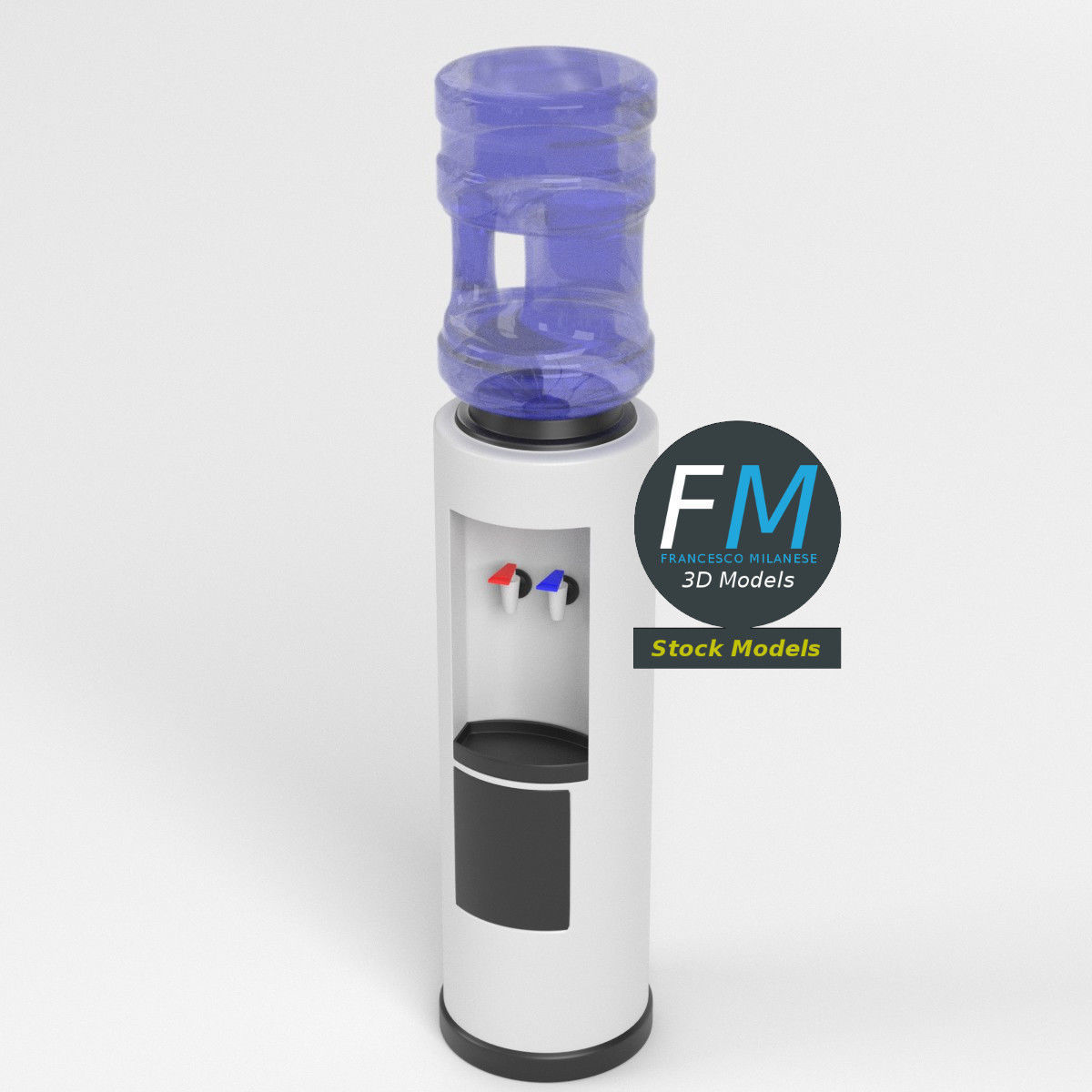 Cylindrical water cooler 3D model_2