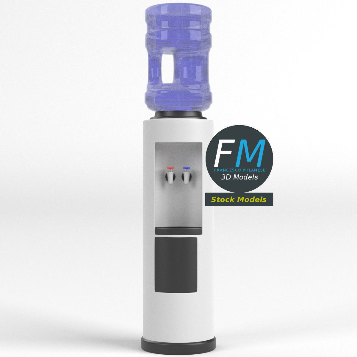 Cylindrical water cooler 3D model_3