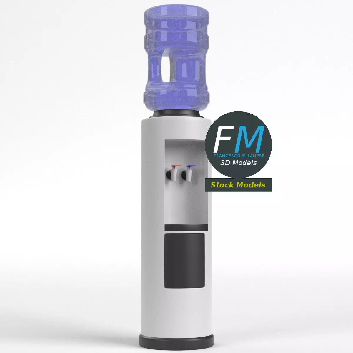 Cylindrical water cooler 3D model_0