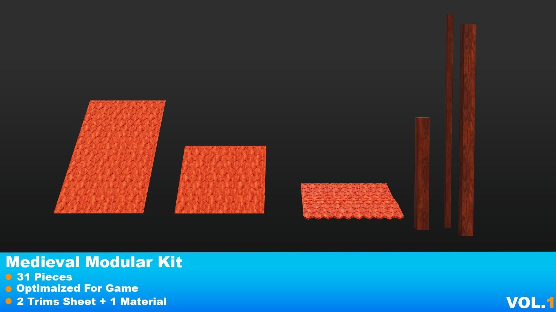 Medieval Modular Kit Low-poly 3D model_5