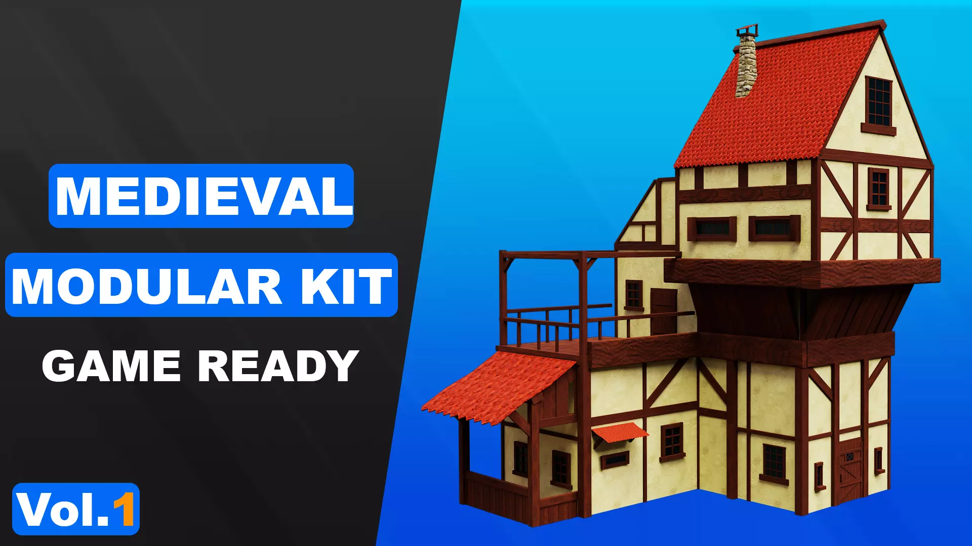Medieval Modular Kit Low-poly 3D model_0