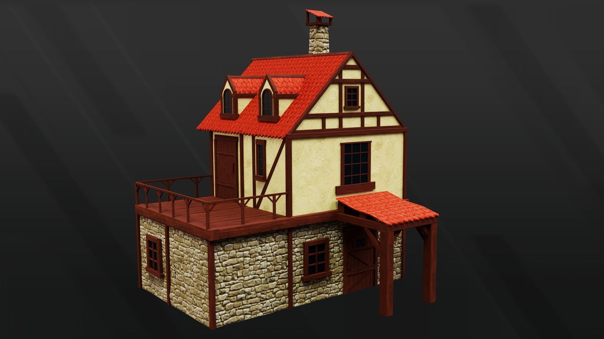 Medieval Modular Kit Low-poly 3D model_2