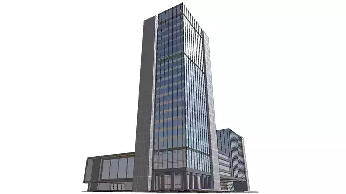 skyscraper tall building Low-poly 3D model
