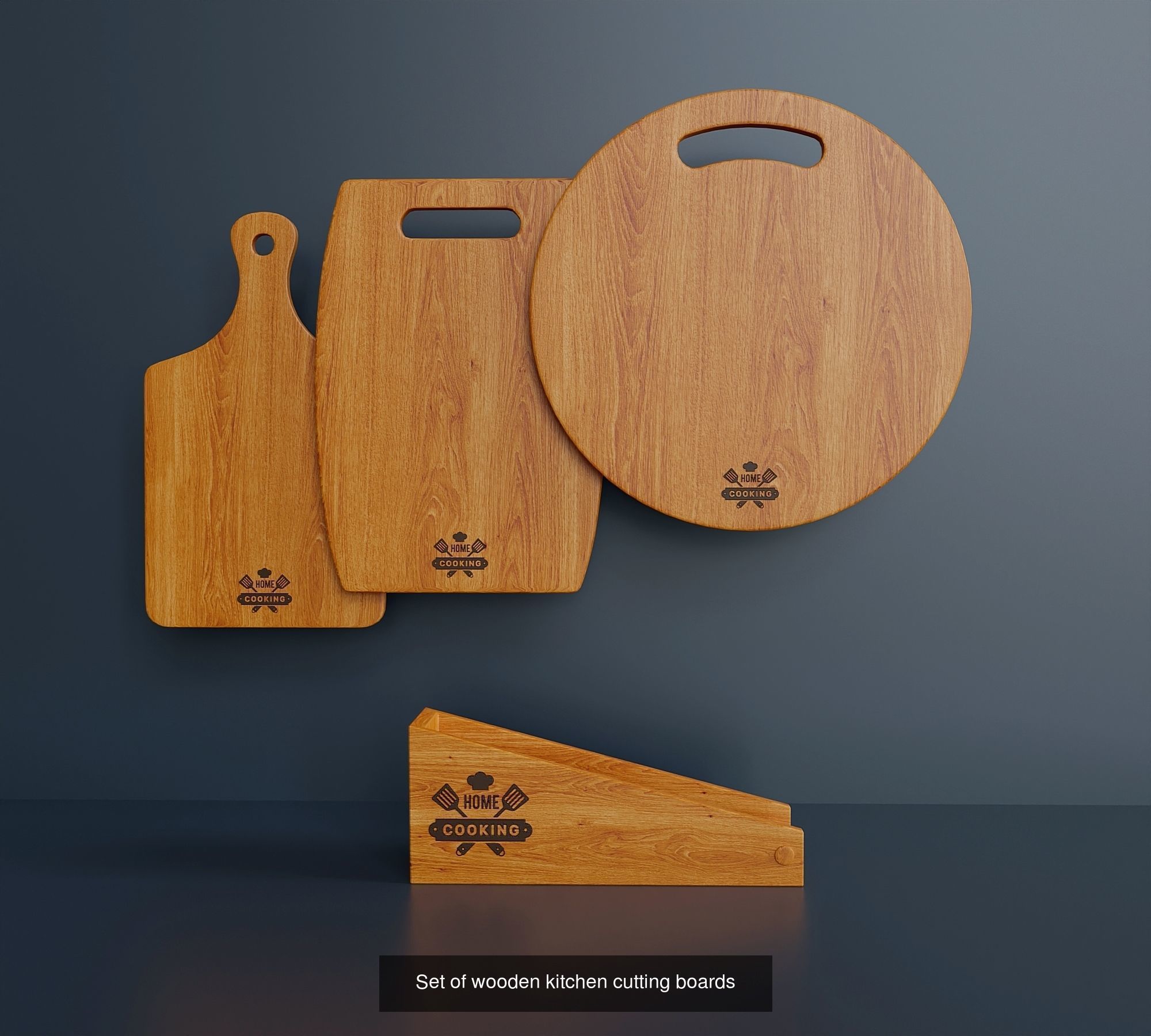 Sets of wooden kitchen utensils 3D Model Collection_3