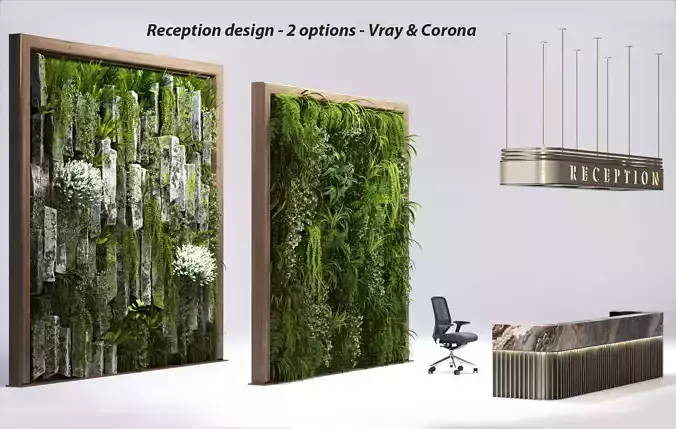Reception with wall plants 3D model