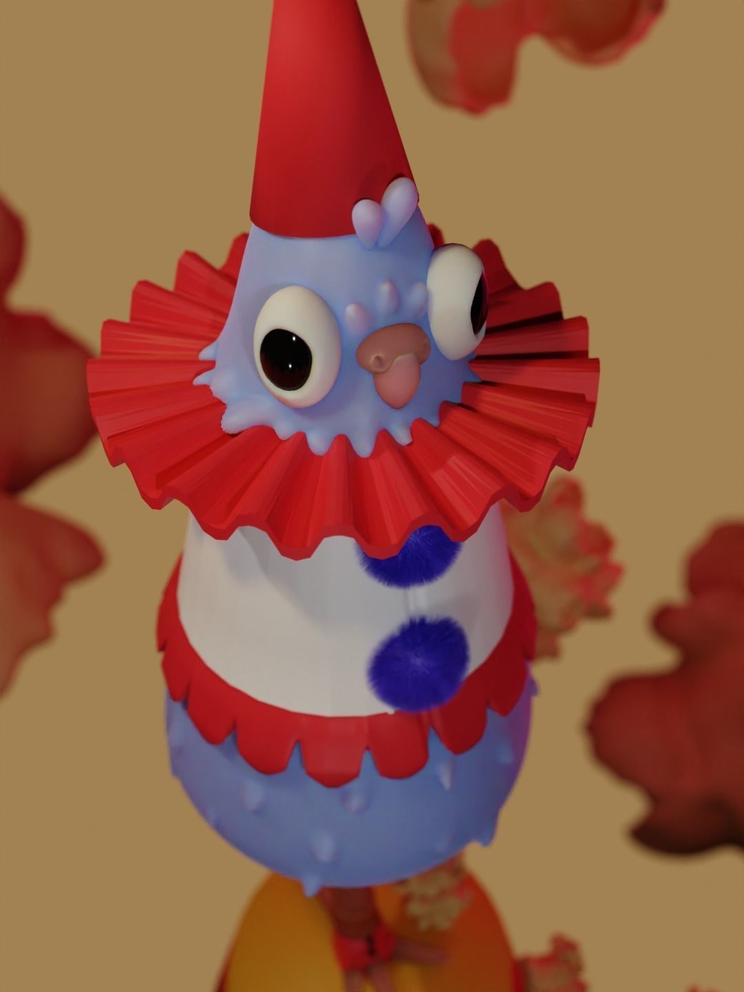 Clown pigeon 3D model_1