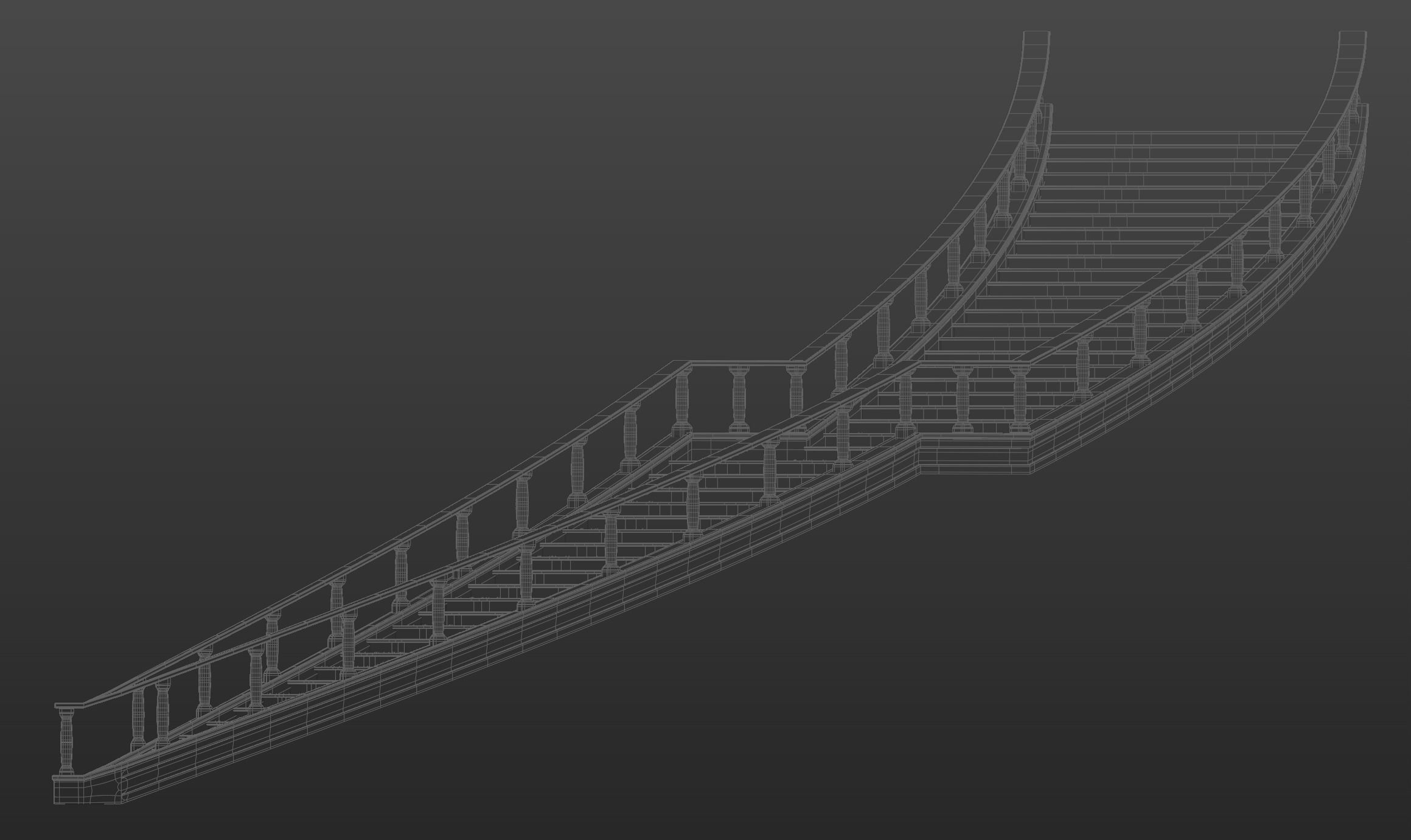 Architectural Marble Staircase Low-poly 3D model_10