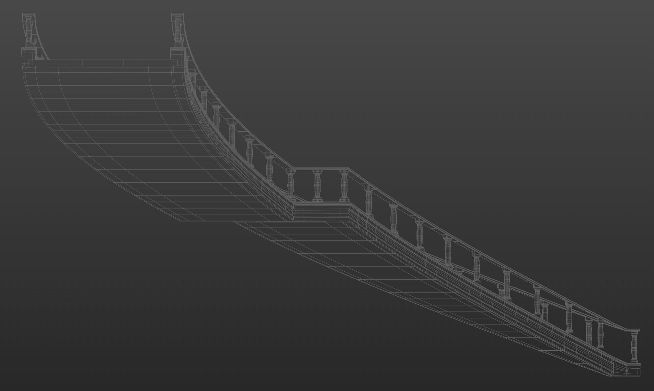 Architectural Marble Staircase Low-poly 3D model_11