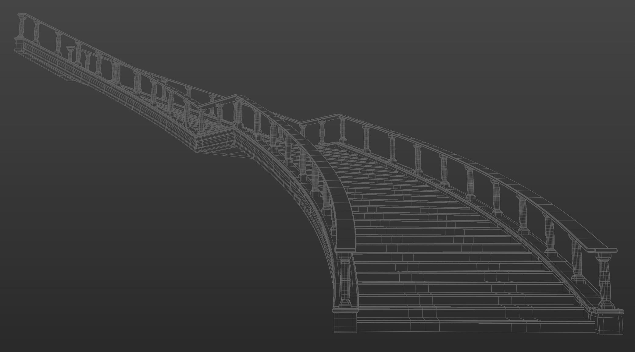 Architectural Marble Staircase Low-poly 3D model_8