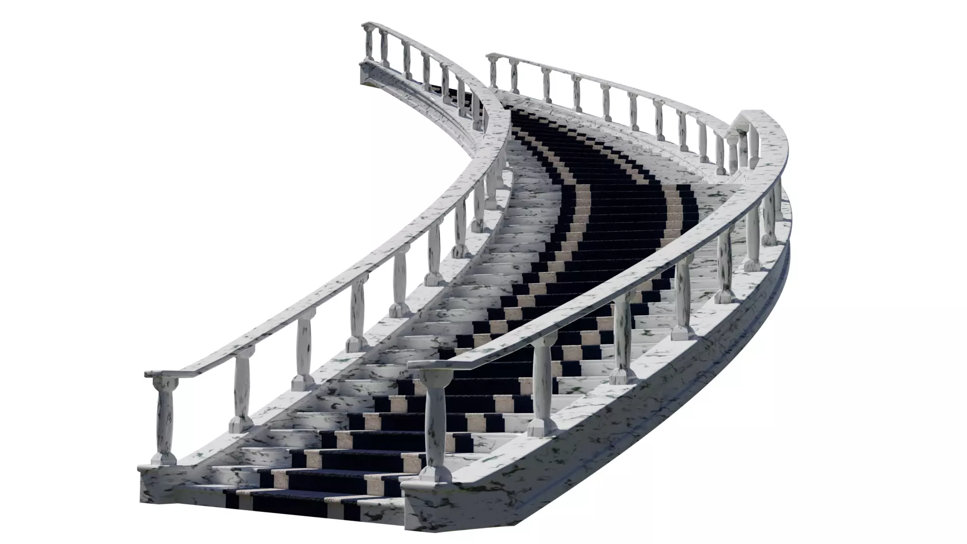 Architectural Marble Staircase Low-poly 3D model_0