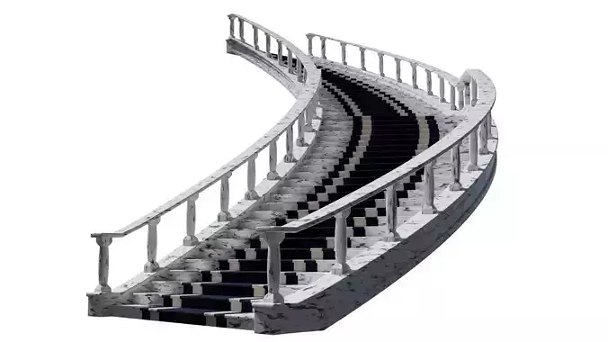 Architectural Marble Staircase Low-poly 3D model