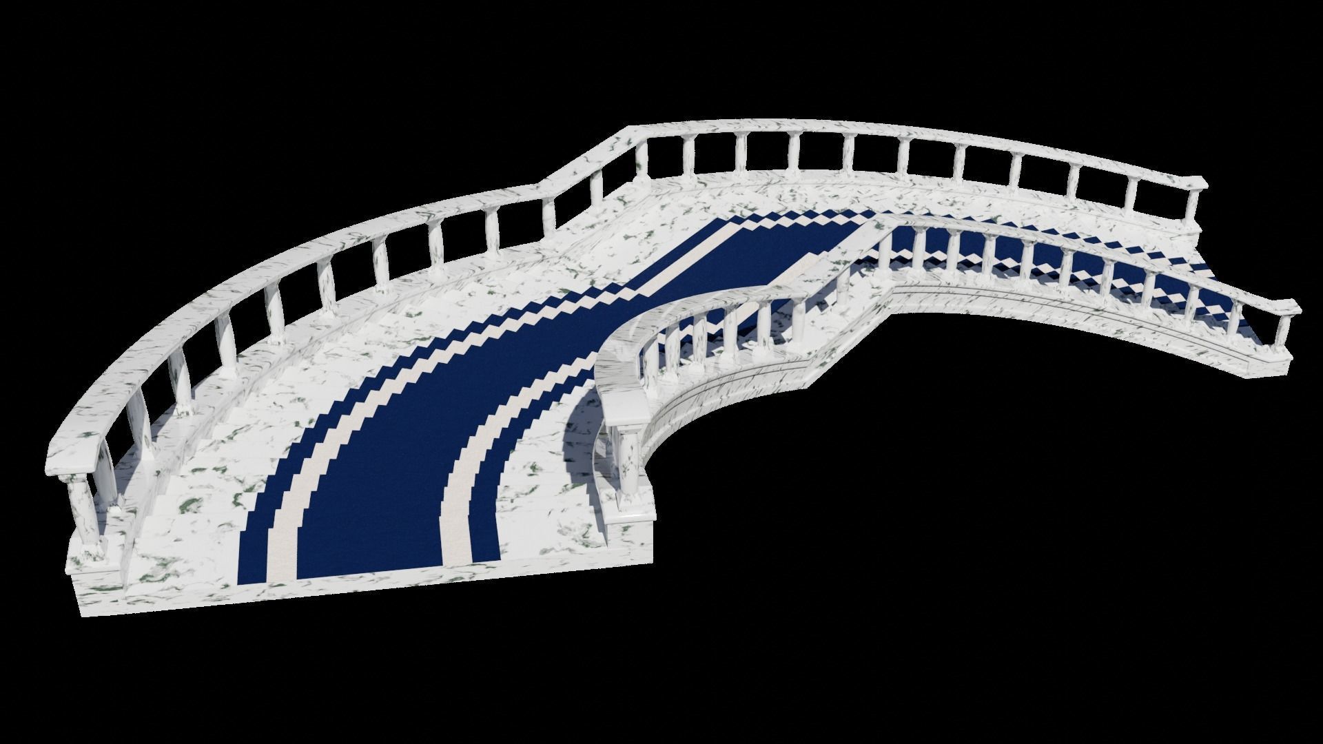 Architectural Marble Staircase Low-poly 3D model_4