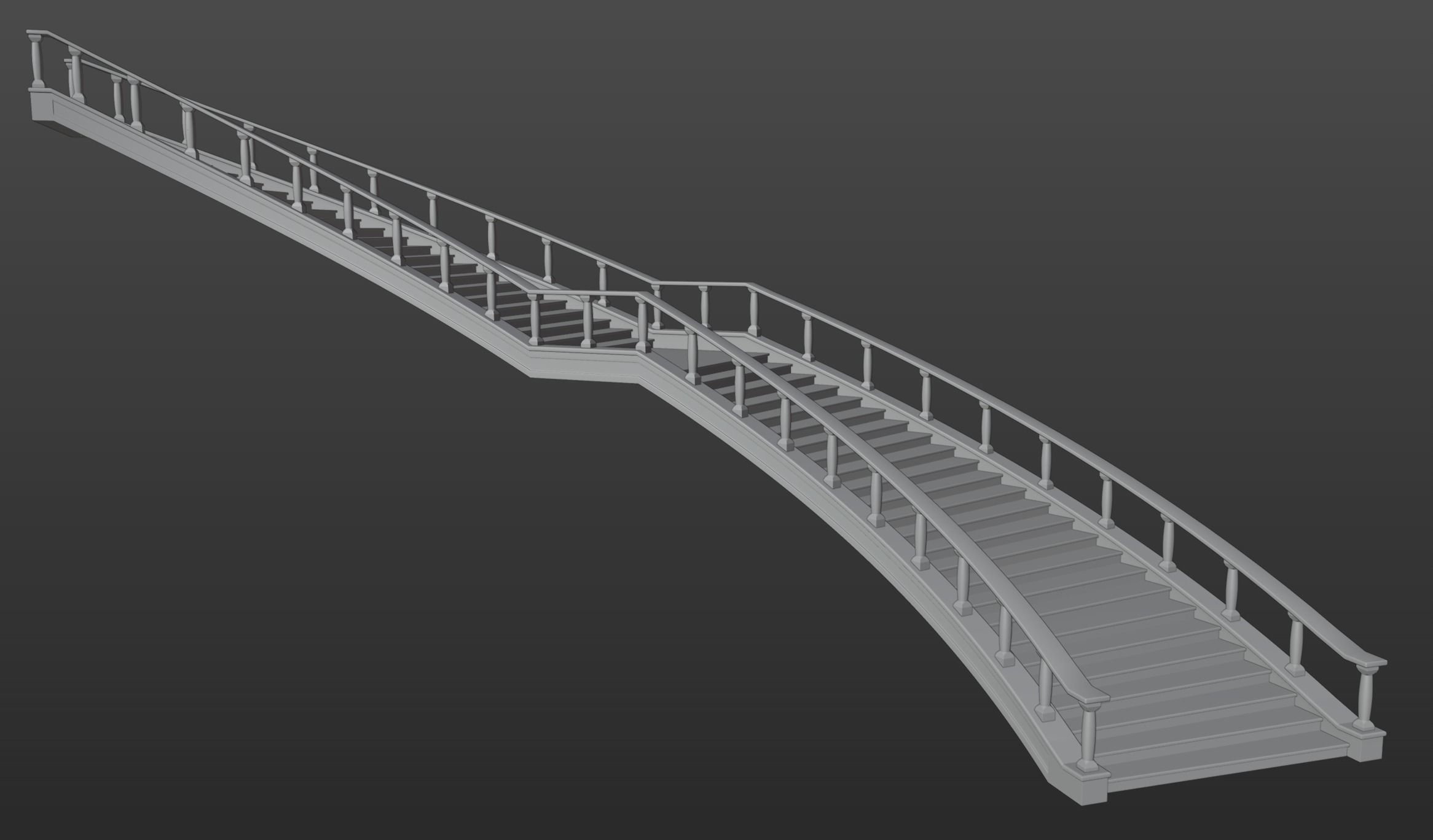 Architectural Marble Staircase Low-poly 3D model_7