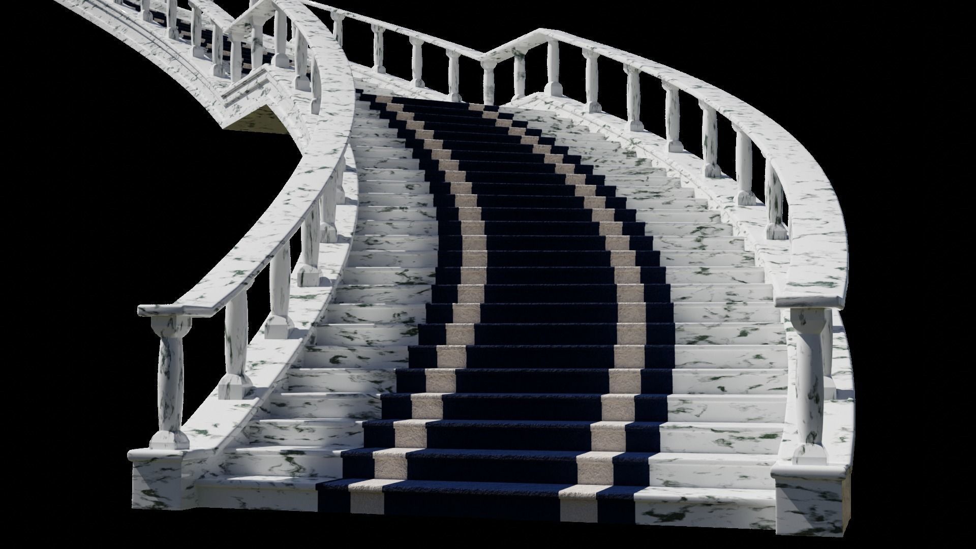 Architectural Marble Staircase Low-poly 3D model_1