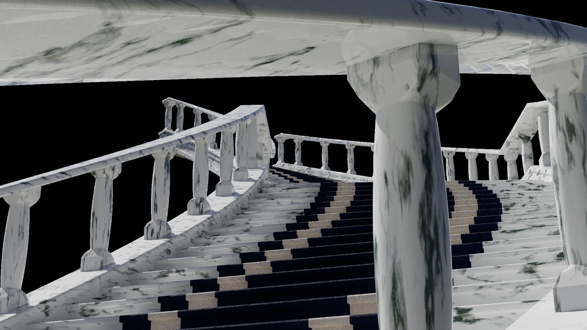 Architectural Marble Staircase Low-poly 3D model_2