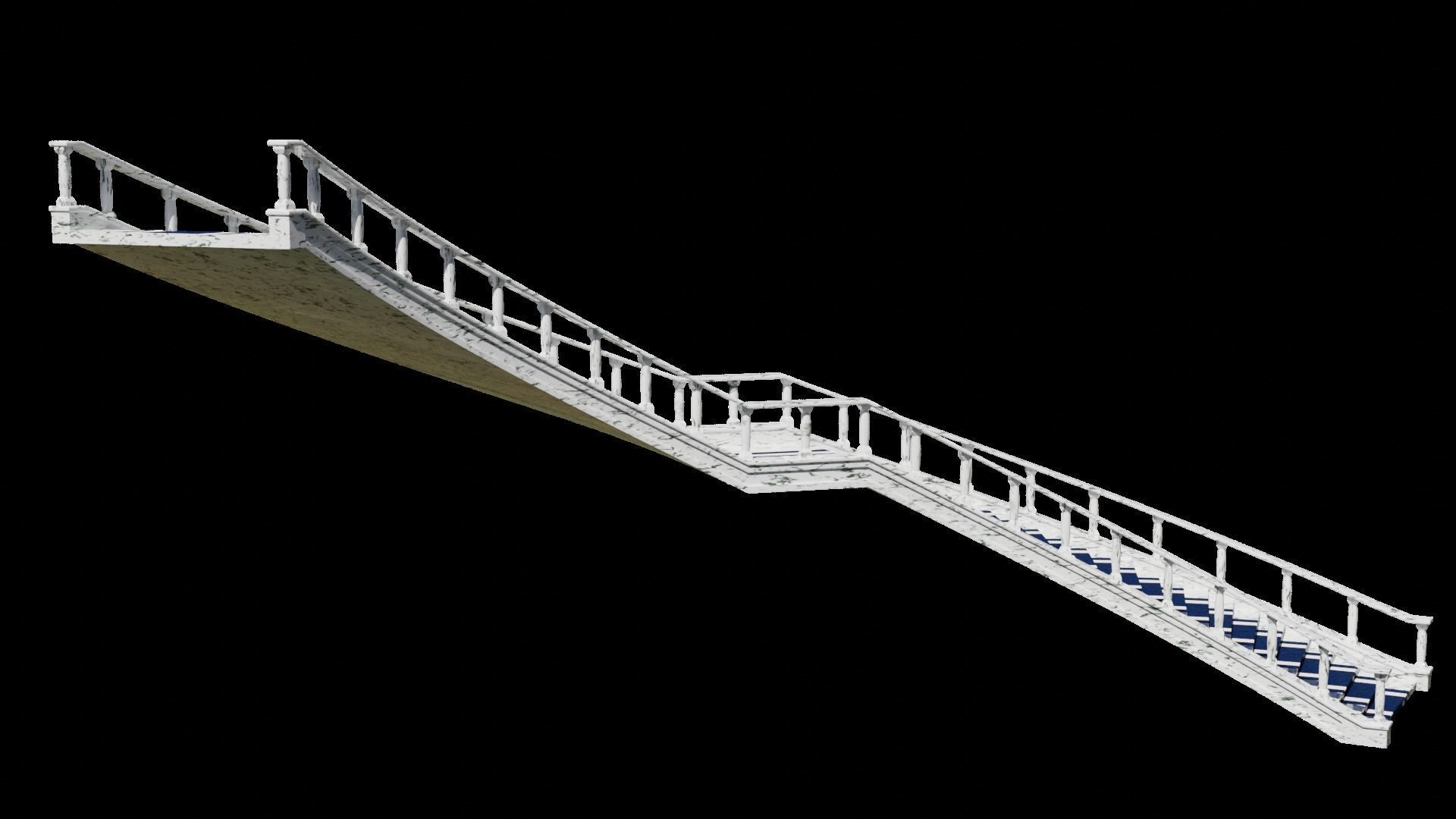 Architectural Marble Staircase Low-poly 3D model_5