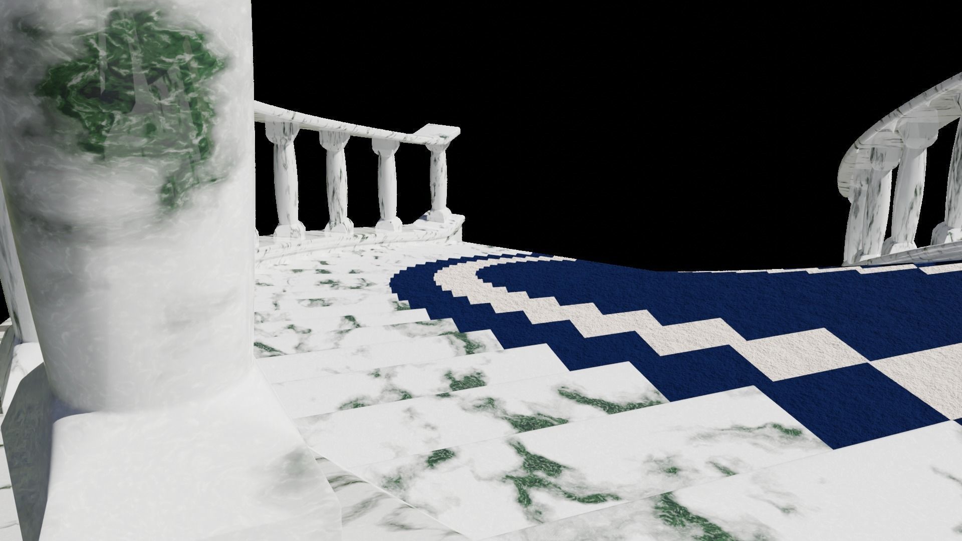 Architectural Marble Staircase Low-poly 3D model_6