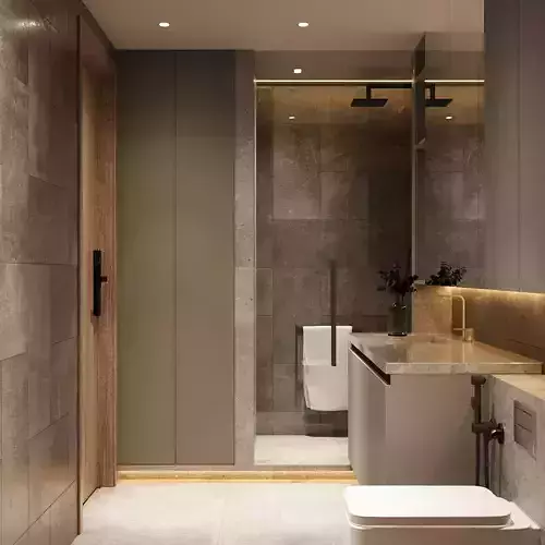 Toilet and Bathroom 3D Model Interior Scene