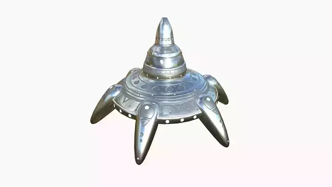 Alien Spaceship UFO G02 Aluminum - Sci Fi Spacecraft Design Low-poly 3D model