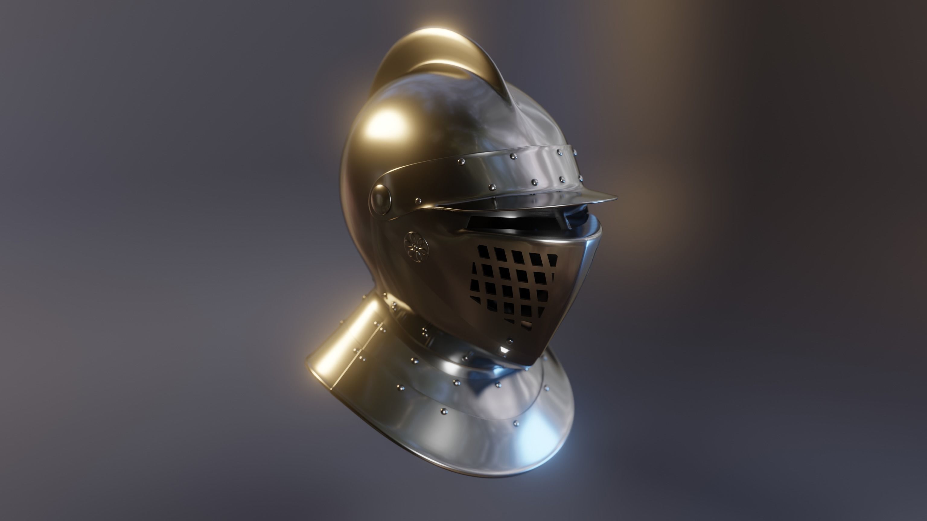 High Poly Medieval Helmet Pack 3D model_7