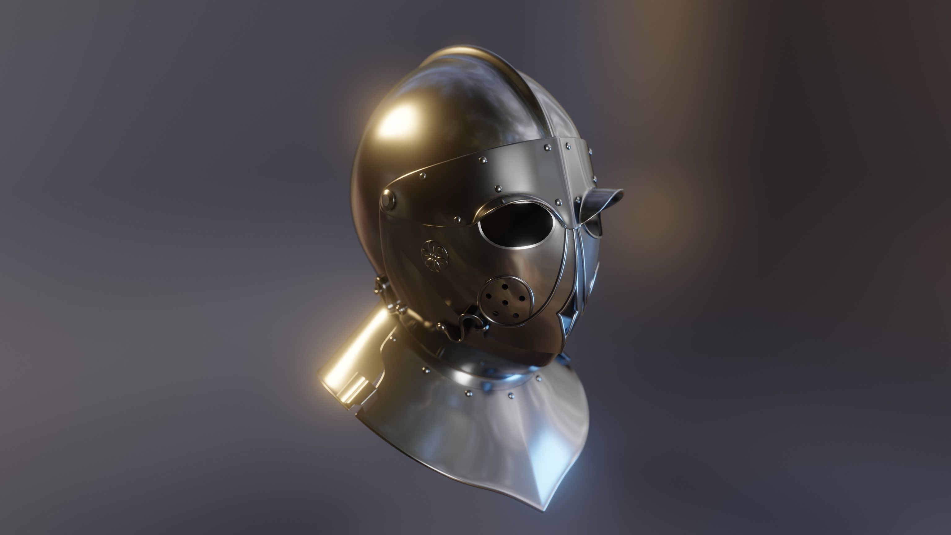 High Poly Medieval Helmet Pack 3D model_9