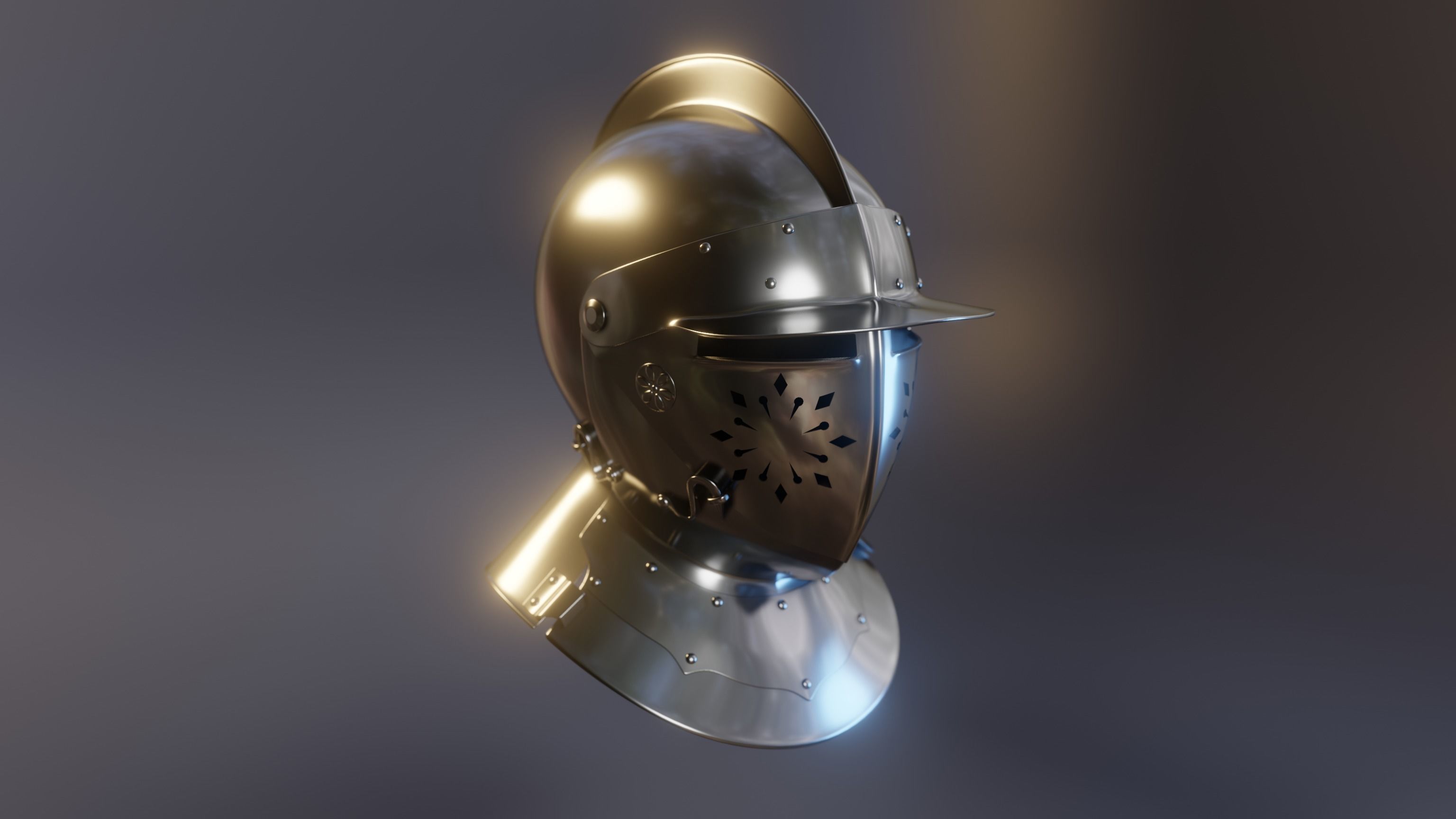 High Poly Medieval Helmet Pack 3D model_5