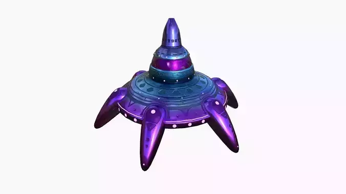 Alien Spaceship UFO G04 Purple Blue - Sci Fi Spacecraft Design Low-poly 3D model
