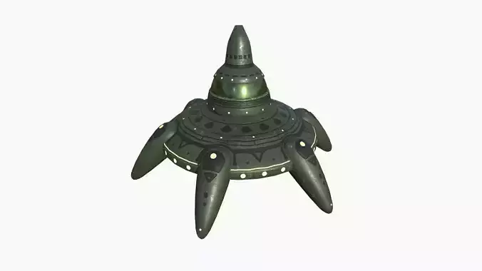 Alien Spaceship UFO G05 Dark Green - Sci Fi Spacecraft Design Low-poly 3D model