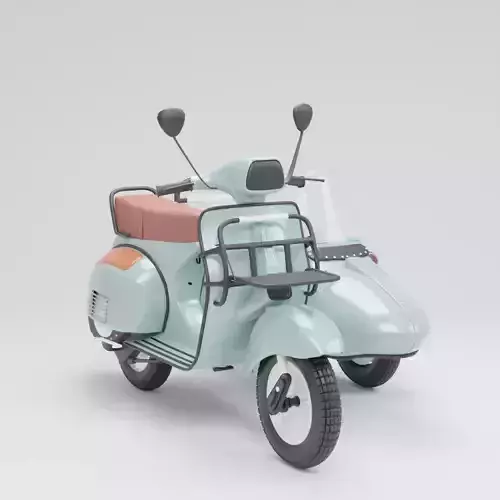 Vespa Sprint  With Sideca Low-poly 3D model