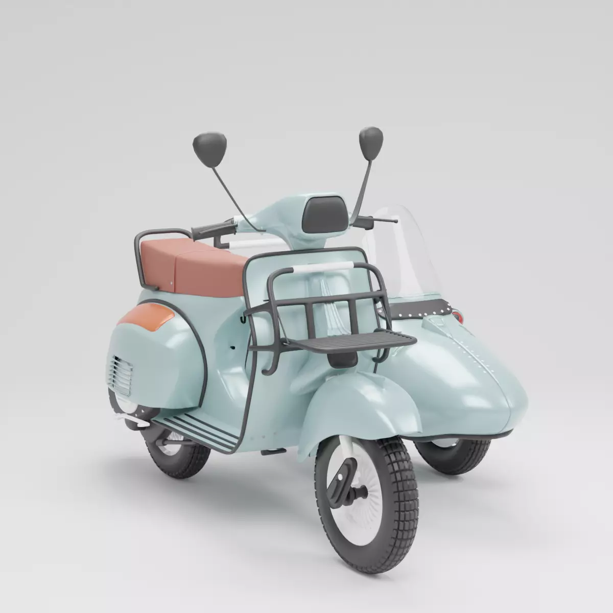Vespa Sprint With Sideca Low-poly 3D model