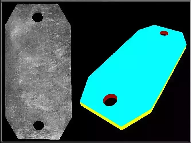 Identification tag - 2 Holes Low-poly 3D model