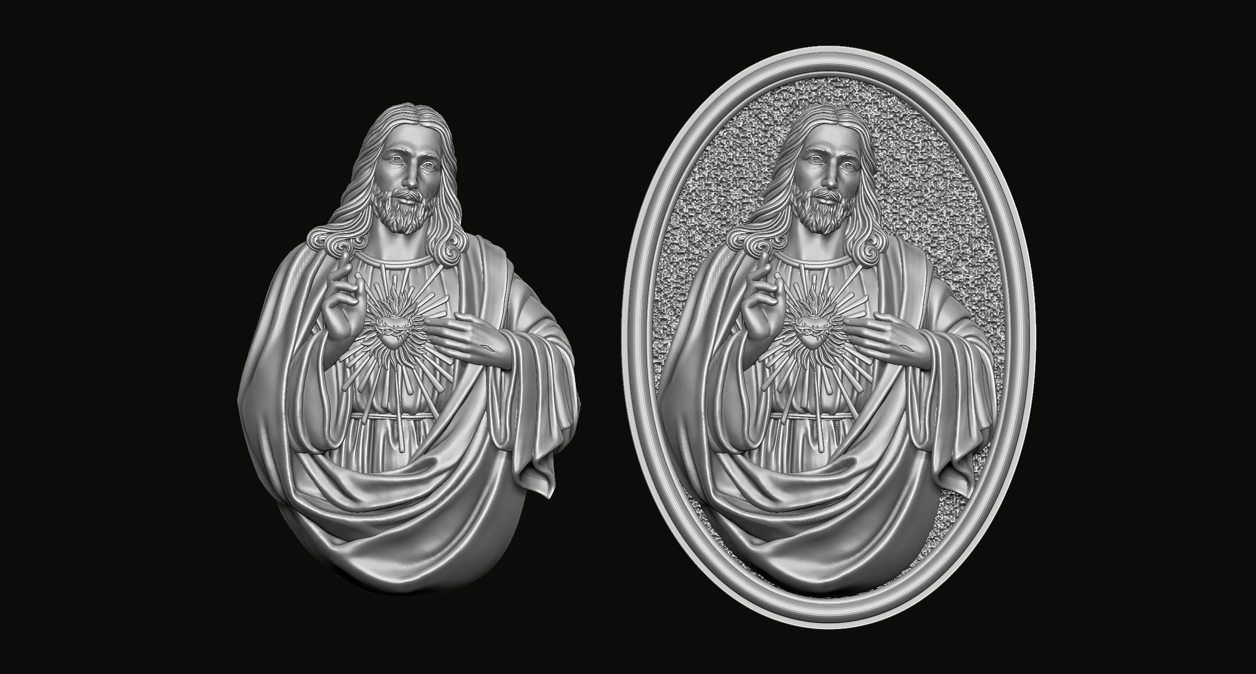 Jesus with Sacred Heart  Pendant  3D print model_2