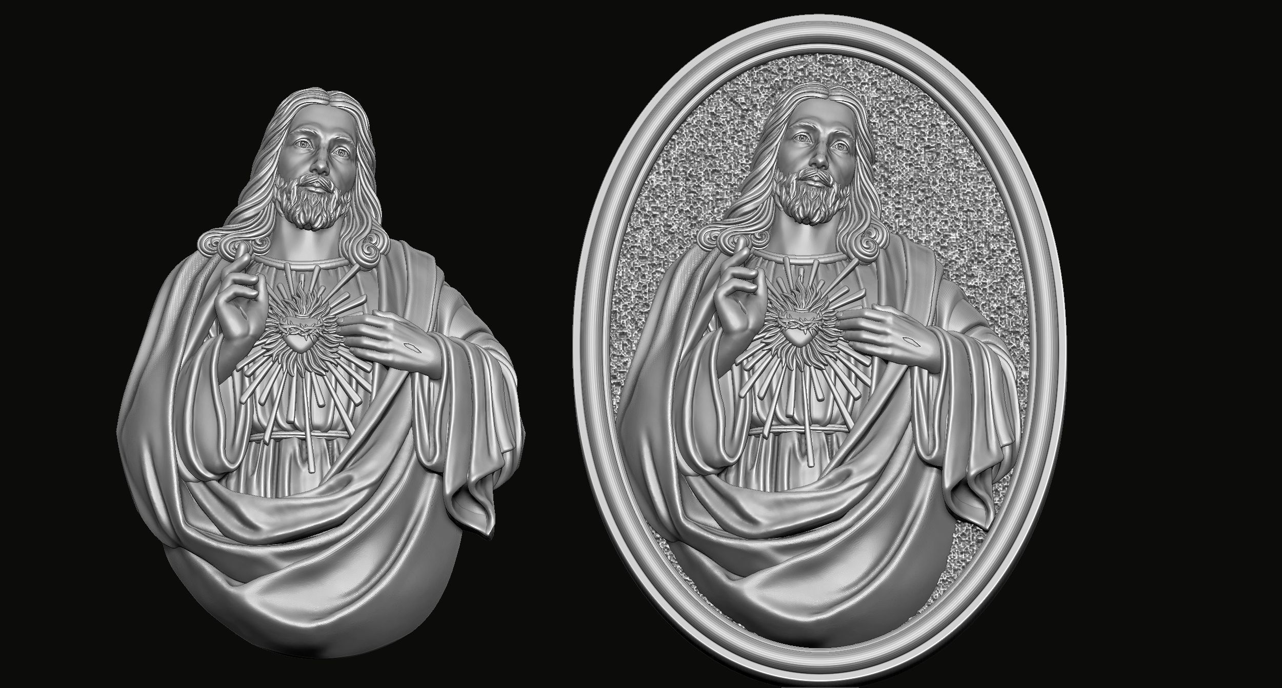 Jesus with Sacred Heart  Pendant  3D print model_3