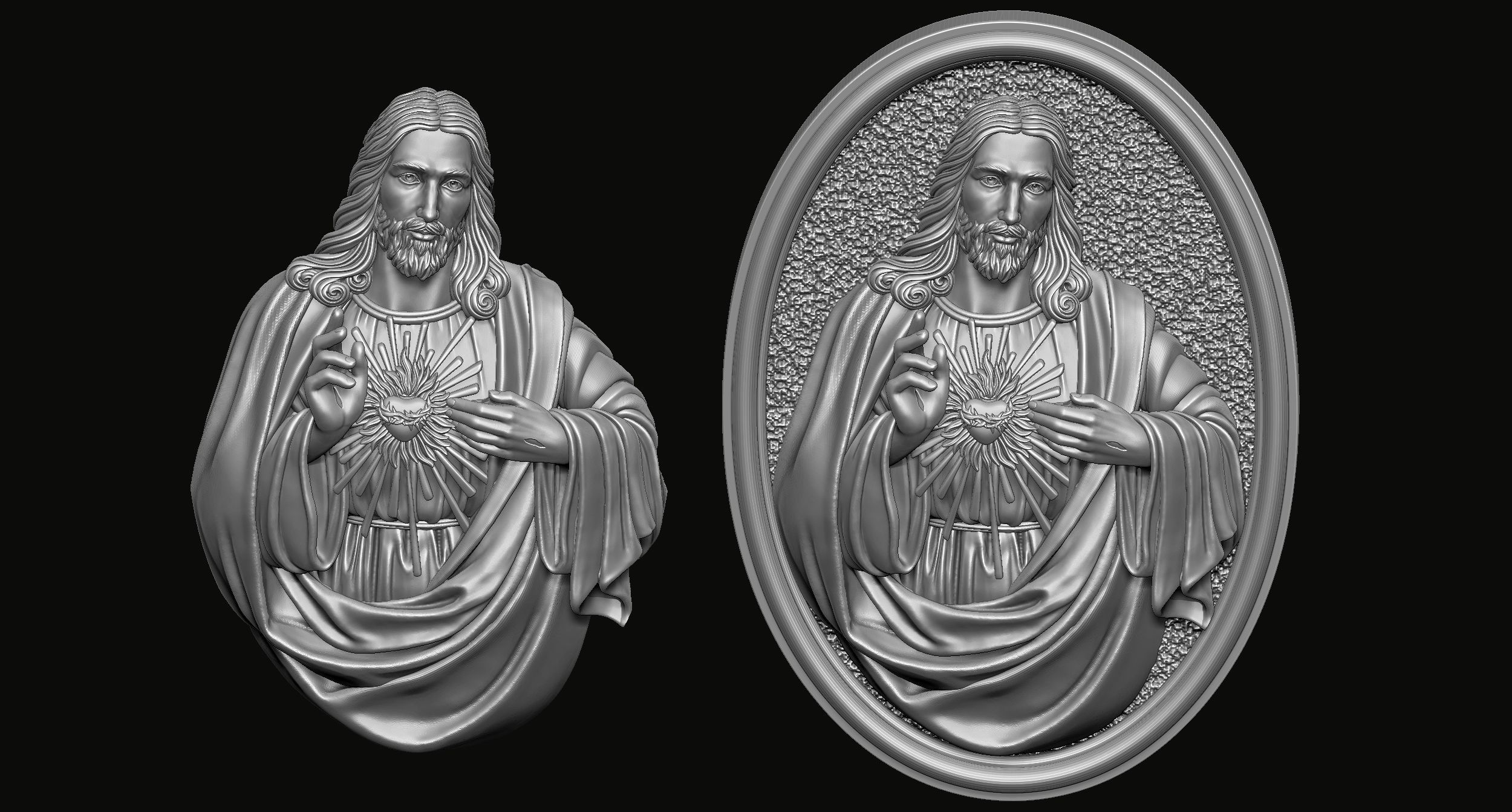Jesus with Sacred Heart  Pendant  3D print model_4