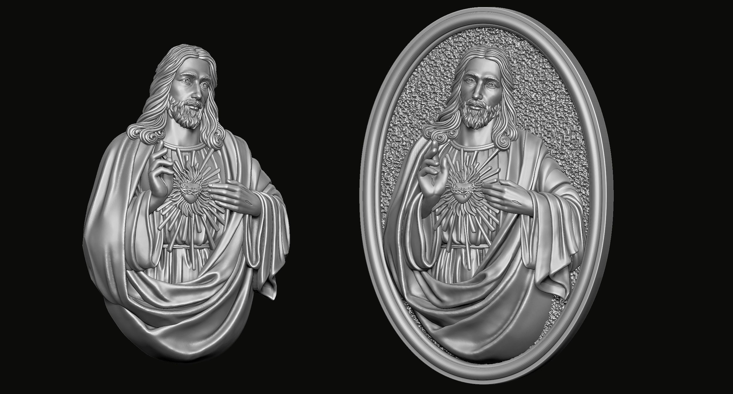 Jesus with Sacred Heart  Pendant  3D print model_5