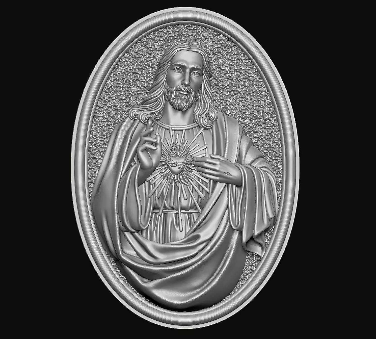Jesus with Sacred Heart  Pendant  3D print model_0