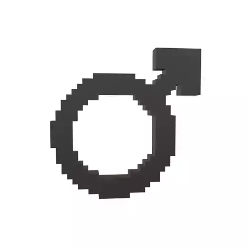 Voxel Gender Symbol v2 001 Low-poly 3D model