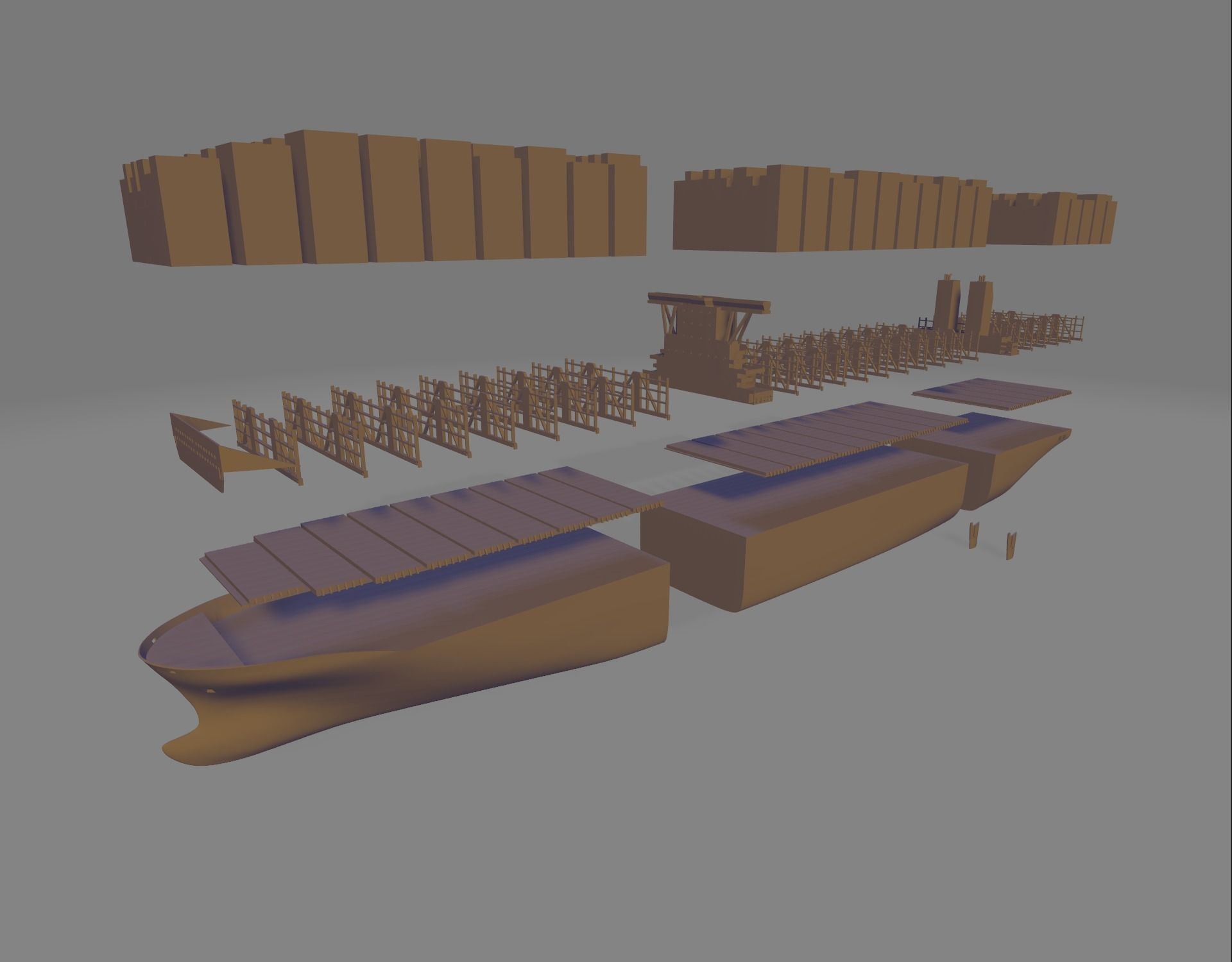 Triple E container ship miniature 3D print model_7