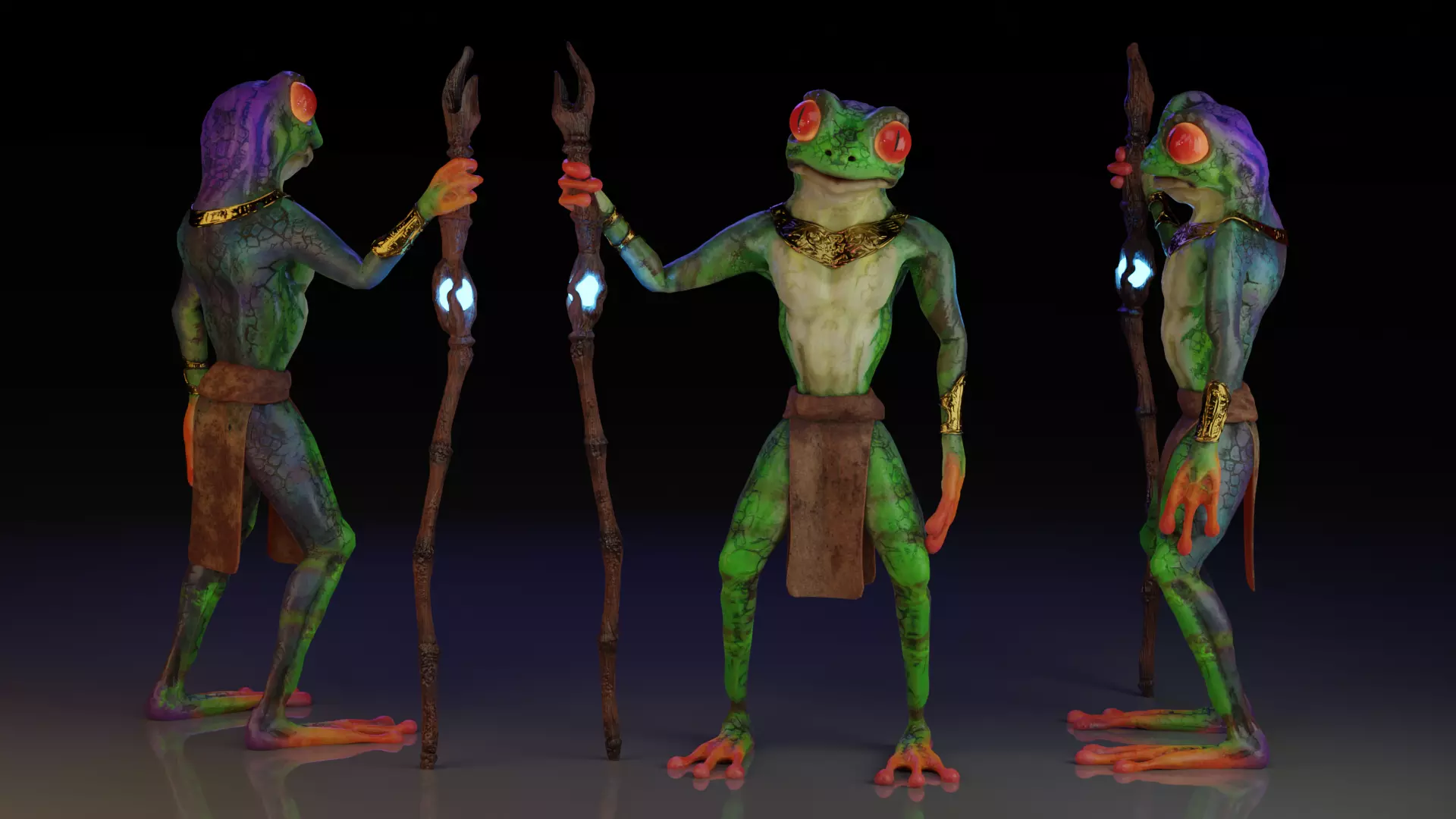 Frog The  Wizard Low-poly 3D model_0