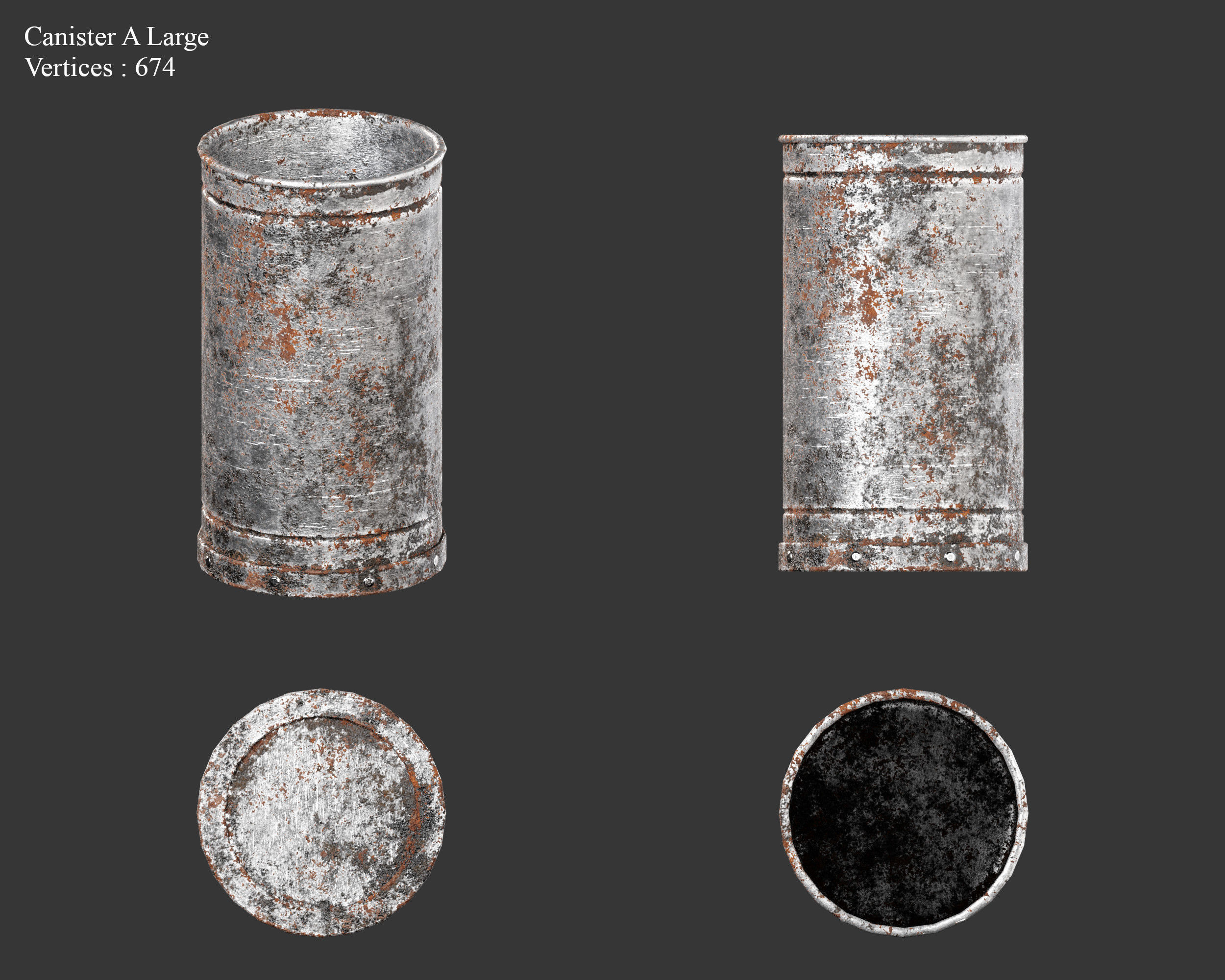 Medieval Containers Metal Canisters Low-poly 3D model_4