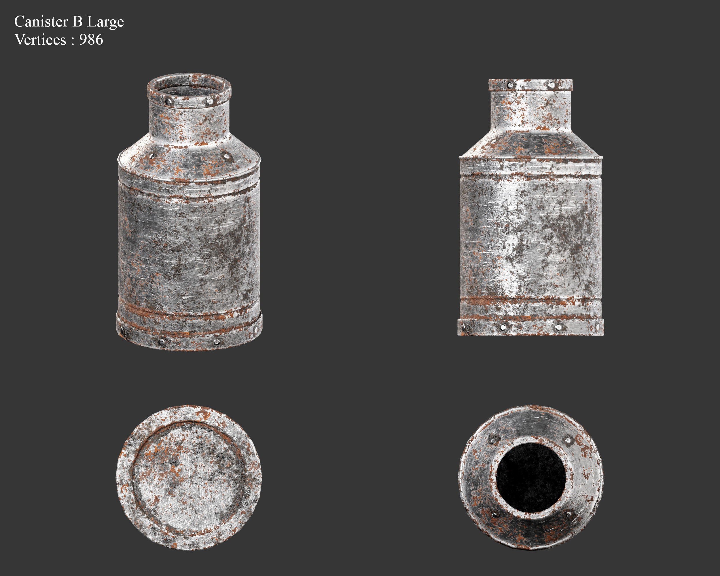 Medieval Containers Metal Canisters Low-poly 3D model_10